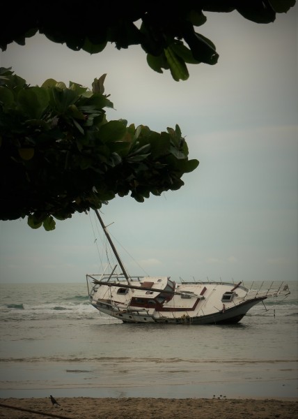 Stranded Sail Boat